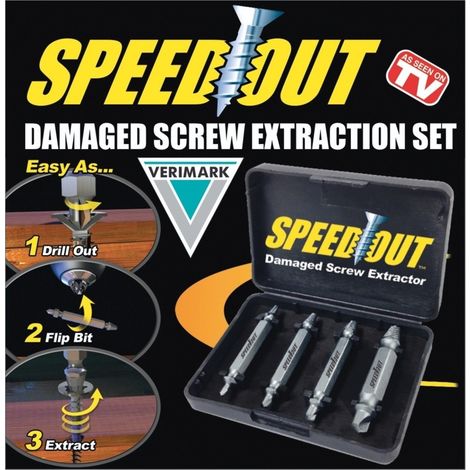 TrAdE Shop Traesio - Estrattore Per Viti Consumate Sbanate Con Cofanetto Confezione Da 4pz Speedout Trapano - (1/3)