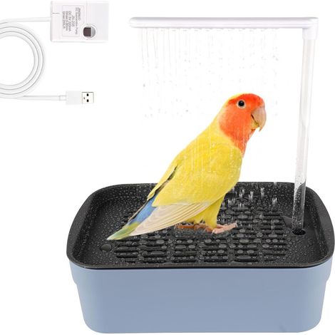 Bain pour perroquets - Bain automatique pour oiseaux en cage - Bain électrique pour perroquets - Prise USB incluse - Bain avec douche pour perroquets - Convient aux cacatoès, perruches, perroquets gri (1/5)