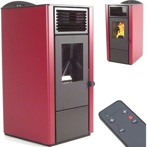 Pelletofen 9,5kW Pelletkamin Pelletheizung Kaminofen A+ Holzofen Glastür 56303