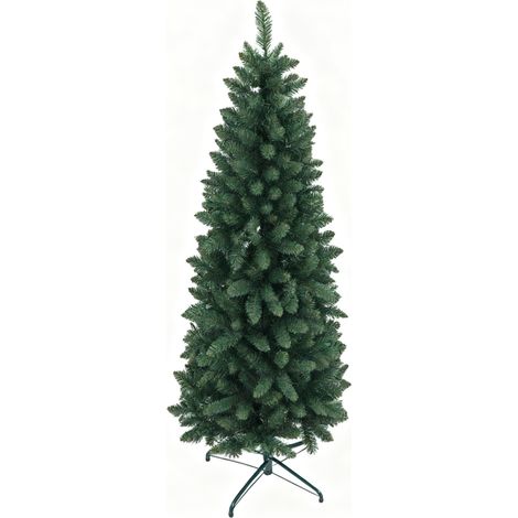 Sapin de Noël artificiel de 182,88 cm avec 479 branches, design haut et étroit avec base pliable, vert (1/5)