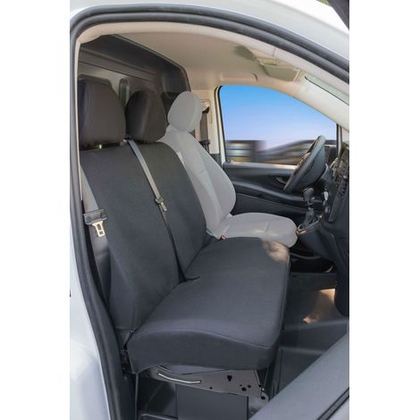Housse de siège Transporter en tissu pour Mercedes Vito 447, double banquette avant (1/4)