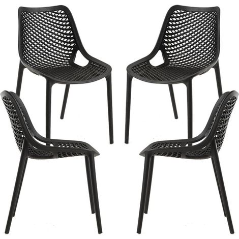 Packs Sillas Jardín - Pack 4 Sillas Kusin - Negro (1/5)