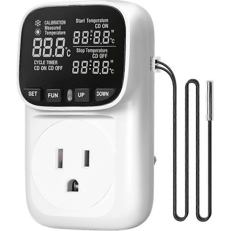 Digitaler Thermostatstecker, 15 A/1800 W, robust, VA-LCD-Display, Heiz-/Kühlregelung, US-Stecker (1/5)