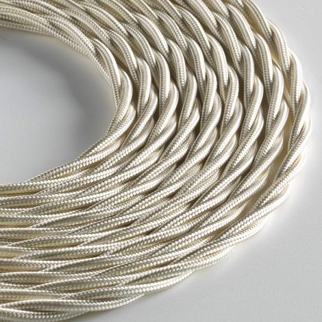 Klartext - Cavo tessile trecciato BELLE ÉPOQUE per installazione elettrica vintage, 3X1,5mm, Avorio, 3mt. (1/4)