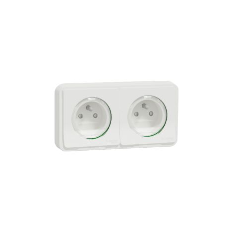Schneider - Mureva Styl - Double prise 2P+T - Horizontale - Encastru00e9 - Blanc - Ref. : MUR39101 + MUR39133 x2 (1/3)