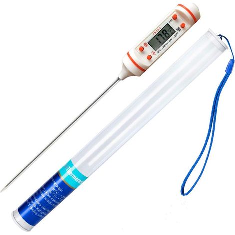 termometro da cucina universale per uso domestico, termometro da cucina, termometro per carne, leggibile 50°C-300°C, °C/°F commutabile con coperchio protettivo (bianco) - (1/5)