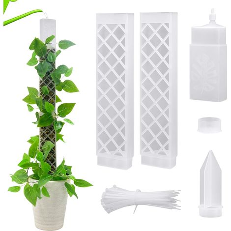 Moosstab für Monstera Rankhilfe – 66,5cm Kletterhilfe mit Selbstbewässerung & Steckfuß – 2X Moosstab Transparent + Gießhilfe + Vermehrungsfach + 50 Kabelbinder