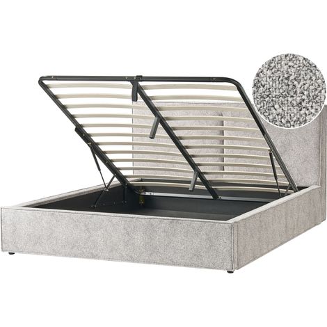 Ottoman Bed Velour Knit MOISSAC 180 x 200 cm (EU Super King) Black/ White