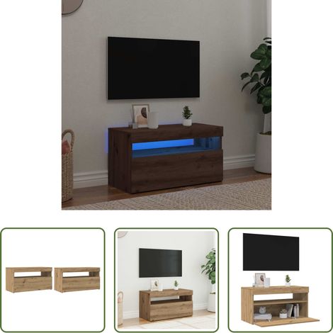 LED-Leuchten - TV-Schrank mit LED-Leuchten Artisan-Eiche 75x35x40 cm (1/5)
