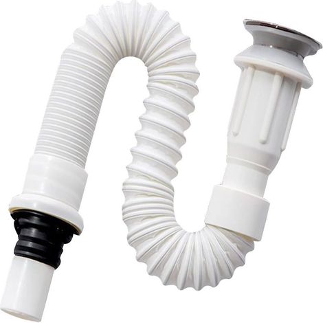 Siphon de lavabo flexible avec évacuation intégrée, raccord G1 1/4”, avec ressort métallique (1/5)