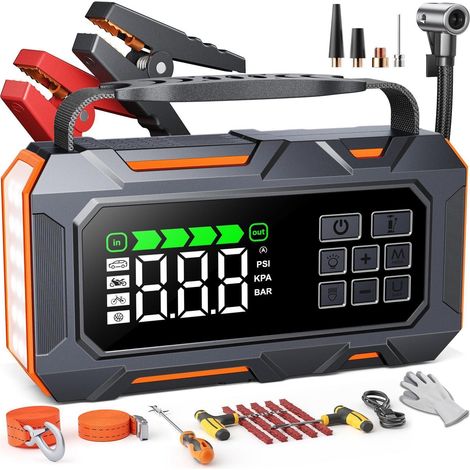 Starthilfe Powerbank 8000A mit Kompressor 160PSI, 26800mAh, Notfall-Kit (1/5)