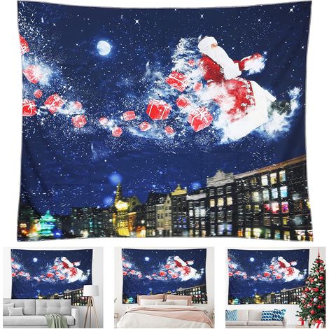 Weihnachtlicher Wandteppich, psychedelischer Wandbehang mit Weihnachtsmotiven