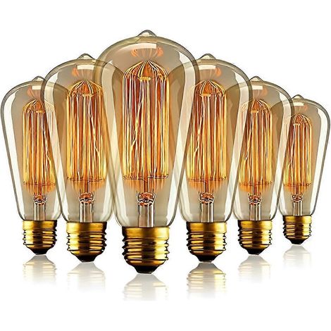 Ampoule Edison vintage, ampoules à incandescence rétro E27, lampe à ampoule Edison antique blanc chaud (1/4)