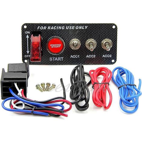 Panneau de commande d'allumage 12 V pour voiture de course, bouton-poussoir de démarrage moteur, interrupteur à LED (1/5)