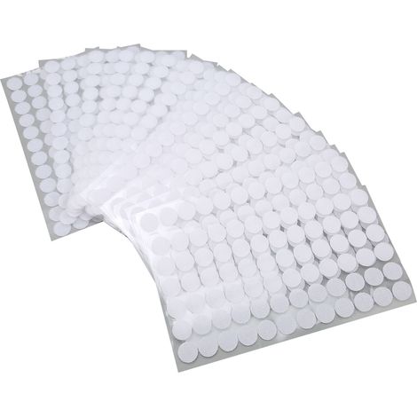 16 Pastilles Adhésives Rondes Anti-Glissement en Velcro Autocollant Blanc (1/5)