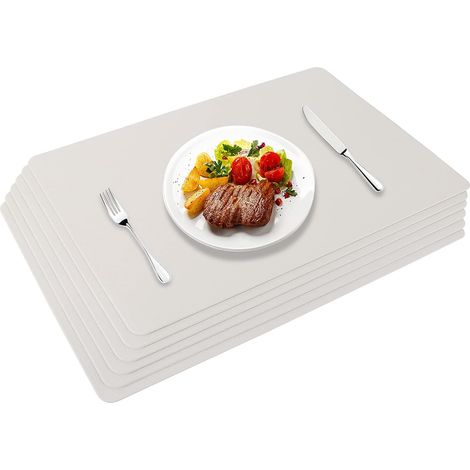 Sets de Table en Cuir PU Ensembles de 6 Sets de Table Lavables et Imperméables 45x30cm, Blanc (1/5)