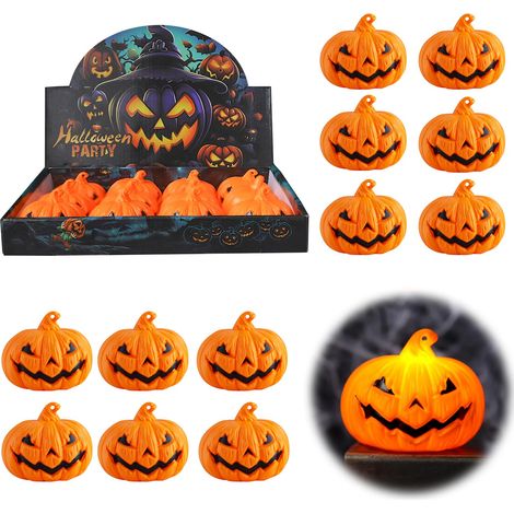 Halloween Decoration, 12 LED Tea Lights Halloween Pumpkin, LED Pumpkin Lights with Battery, Halloween Pumpkin Decoration, Halloween Pumpkin Lights with Scary Face (1/5)