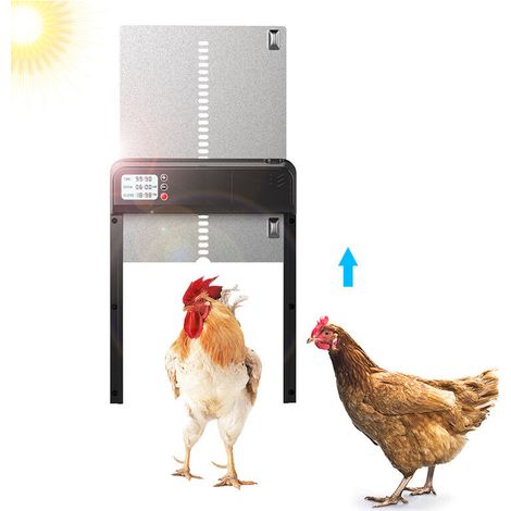 Porta automatica per pollaio con timer, in lega di alluminio, impermeabile IP45, con display a LED, apriporta automatico per pollaio a batteria per allevamento