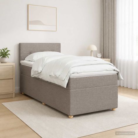 Cama box spring con colchón con cabecera Topo 80 x 200 cm Tela (1/5)