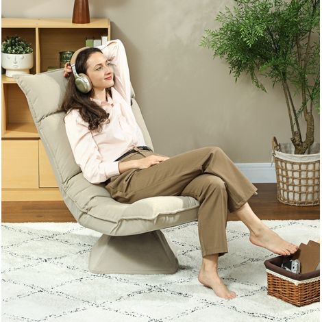 Fauteuil de sol pivotant 360°, dossier inclinable 5 positions, beige HAVRYA (1/5)
