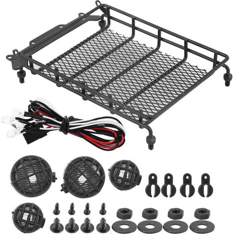 Porte-bagages pour toit métallique avec éclairage LED compatible MN90/MN90K - 1/12 RC Crawler (1/5)