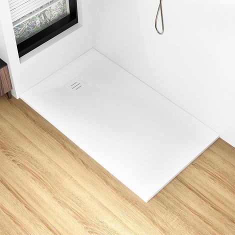 1000 x 700 mm White Shower Tray with Waste Drain,Anti-Slip,Walk-in Tray