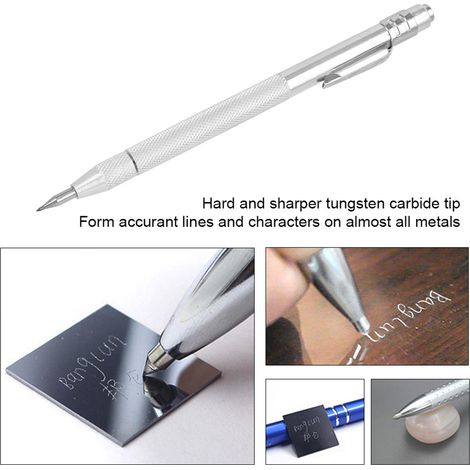 Stylo de traçage céramique aimanté, poignée en aluminium moleté, pointe en carbure de tungstène, outil de marquage précis (1/5)