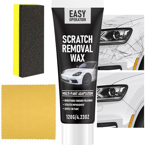 Efface-rayures pour peinture auto  Serviette éponge de 120 g incluse,Pâte à polir élimination rayures peinture  Pour entretien auto, déplacements, voyages, garage, débutants, (1/5)