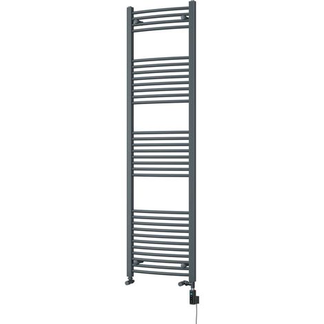 Zennor - Anthracite Dual Fuel Towel Rail H1800mm x W500mm Thermostatic WIFI - Curved (1/3)