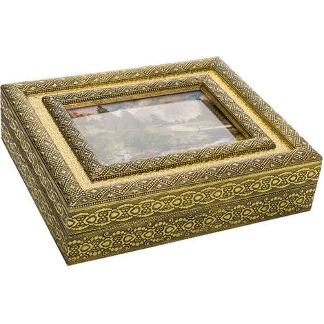 Joyero de metal repujado dorada 30x25x7,5 (1/5)