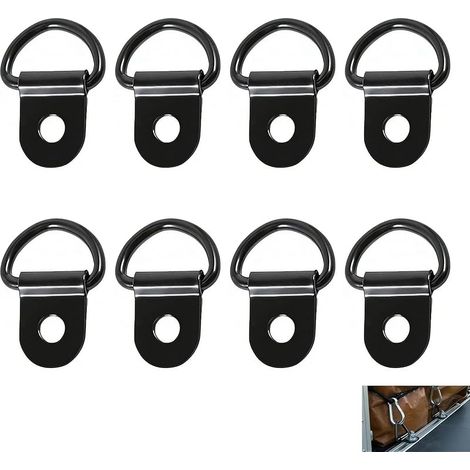 Lot de 8 Anneaux D'arrimage, Anneaux D'arrimage en D Acier Inoxydable pour Remorque Camion Bateau Camping Fixation Charge Auvents Hamacs Moto Quad Stockage et Transport Extérieur, Capacité 80 kg (1/5)