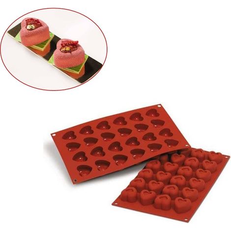 Stampo in silicone Savarin 24 cuori piccoli Silikomart SF089 (1/5)