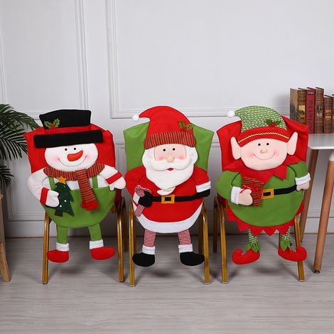 Housses de chaises décoratives de Noël, housses de chaises Père Noël, décorations (1/5)