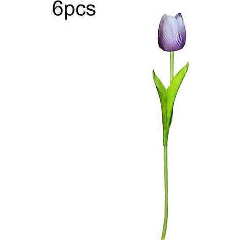 Bouquet de 6 tulipes artificielles réalistes pour décorer votre maison, votre jardin ou une fête.violet clair (1/5)