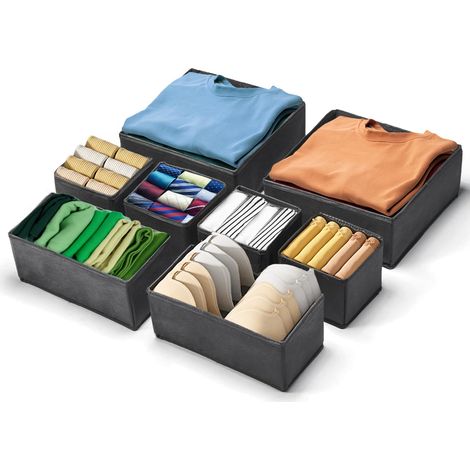 Set mit 8 Schubladen-Organizern aus Stoff, faltbarer Unterwäsche-Organizer, Aufbewahrung von Kleidung aus Vliesstoff, für Socken, Krawatten, BHs, Höschen (1/5)