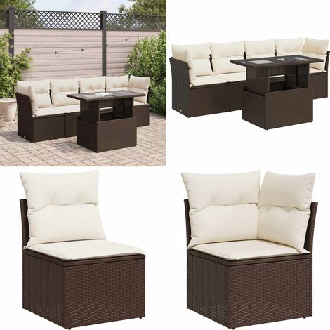 vidaXL Salon de jardin avec coussins 5 pcs marron résine tressée (1/5)