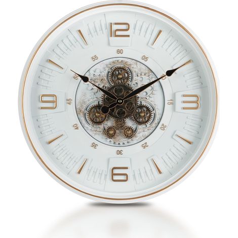 Horloge Mural 50cm à Engrenages Mobiles - Style Vintage Steampunk Industriel - pour Salon, Bureau ou Décoration Campagnarde (1/5)