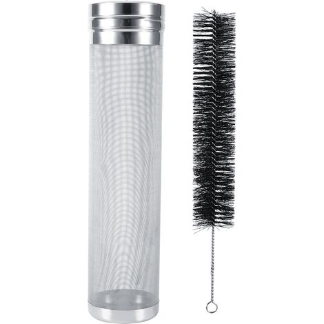 Filtre à houblon en acier inoxydable 300 microns avec brosse de nettoyage, kit pour bière artisanale en fûts 7x29cm / 2.8x11.4in, accessoire de brassage