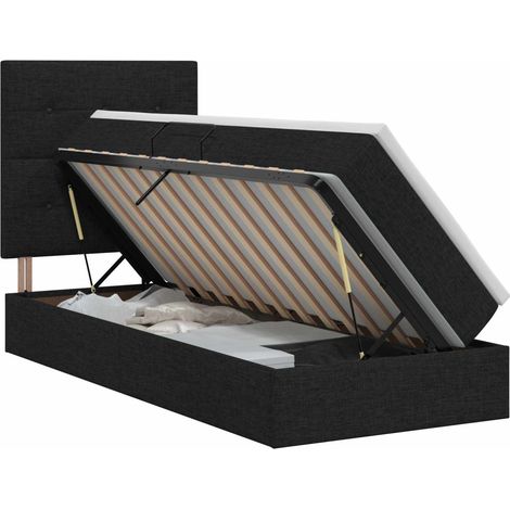 Cama con almacenamiento y colchón Negro 90 x 190 cm tela vidaXL (1/5)