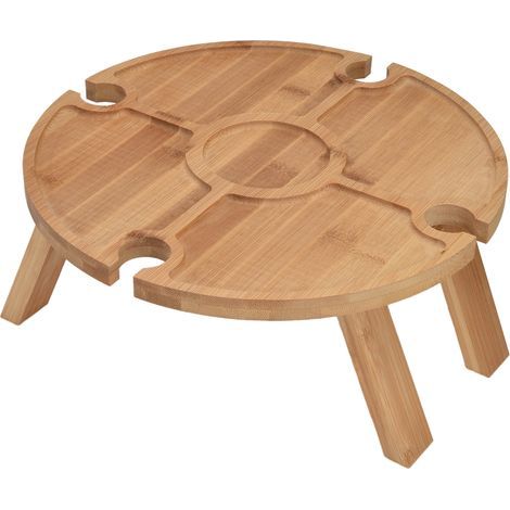 Klappbarer Picknicktisch aus Holz mit Weinglashalter für den Außenbereich, ideal zum Wandern, Campen und Abendessen im Freien (1/5)