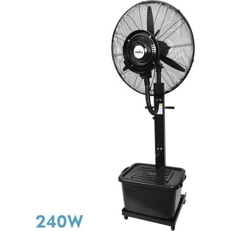 Ventilador de Pie Nebulizador Diluvio Fabrilamp Negro 240W, Tanque 42L, 3 Velocidades, Ruedas y Cabezal Orientable