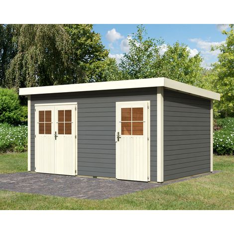 Karibu Holz Gartenhaus Mattrup terragrau 4,3 x 2,7 m (B x T) ohne Anbaudach (1/5)