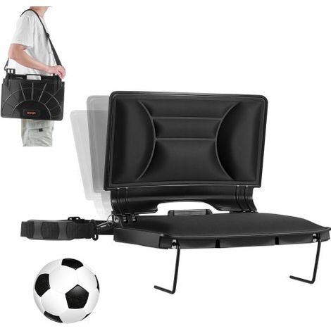Stadionsitz klappbarer Tribünenstuhl mit Rückenlehne, gepolsterter Tribünensitz mit Schultergurt, Stadionstuhl Bodenstuhl (424,18 mm breit) aus Lycra-Material für Tribünen Schwarz 1 Stk. (1/5)