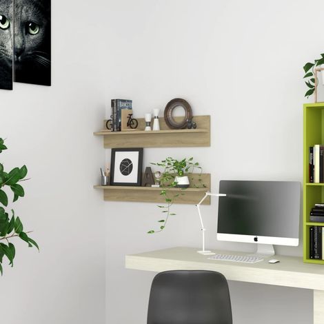 FIMEI Étagères murales 2 pcs Chêne sonoma 80x11,5x18 cm Aggloméré (1/5)