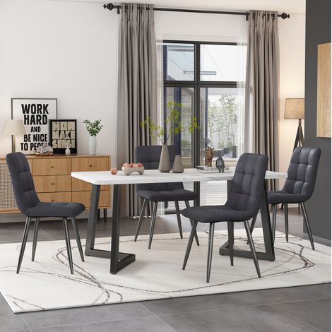 MEUBLIV Conjunto de mesa de comedor rectangular 117 cm con 4 sillas gris oscuro (1/5)