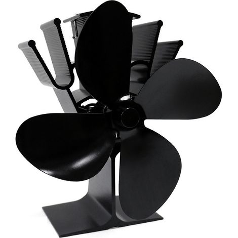 （A)Fireplace, 4 Blade Heat Powered Log Burner Fan, Low Decibel Non-Rechargeable Thermal Kinetic Energy Fan, for Wood Stove