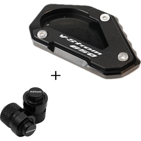 (Combo-Noir) Compatible avec SUZUKI V-STROM 650/XT VSTROM 650 DL650 2004-2022 2021 - Béquille latérale CNC - Extension de béquille - Plaque de support maxpower (1/4)