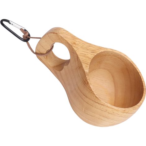 Tasse en bois de camping unique veinure naturelle avec anse, verre portable pour café thé lait, style 2 (1/5)