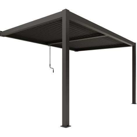 Pergola Adossée Thermolaquée Anthracite 4 X 3 M manuelle (1/2)