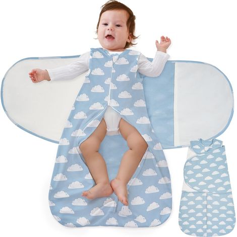 Baby Sleeping Bag, 1 Tog Sleeping Bag, 0-12 Months, 100% Cotton, Adjustable Swaddling Sleeping Bag for Baby Room, Night Blanket Multi-Coloured (1/5)